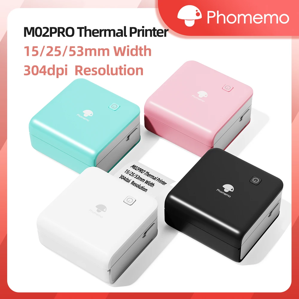 Commercial Photo Printer - Миниатюрный портативный принтер Phomemo M02Pro, беспроводная